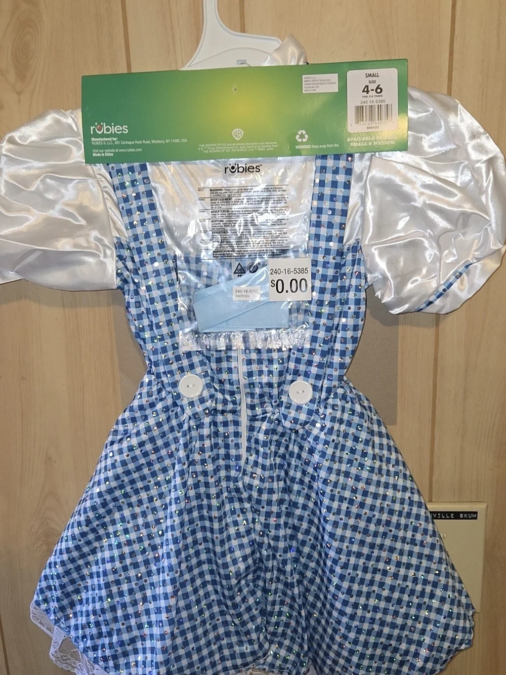 Dorothy The Wizard Of Oz Girls Halloween Costumw Size Small (4-6) & Medium 8-10
